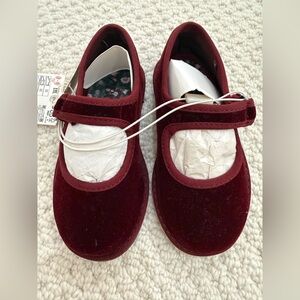 NWT Zara Baby Burgundy Velvet Mary Janes
